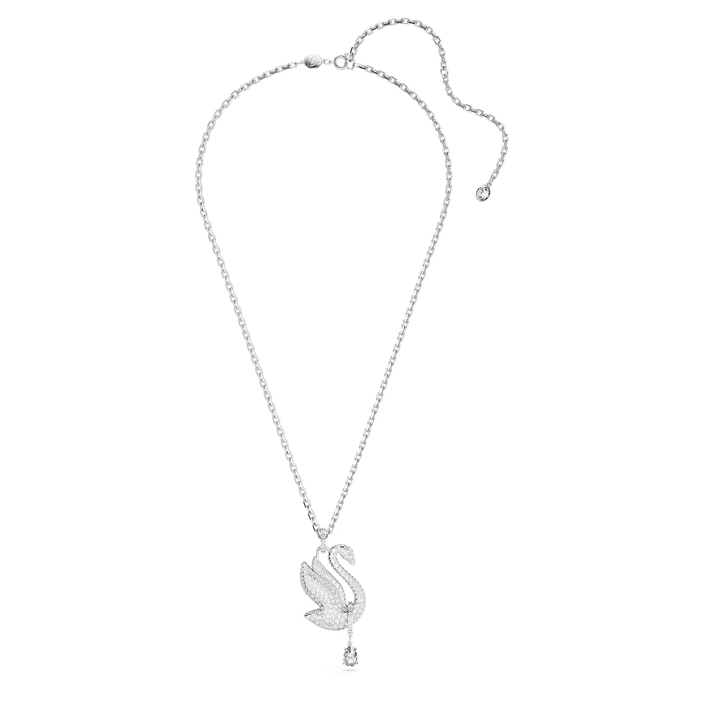 Swarovski Iconic Swan necklace, Swan, Long, White, Rhodium plated by SWAROVSKI