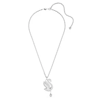 Swarovski Iconic Swan necklace, Swan, Long, White, Rhodium plated by SWAROVSKI