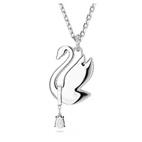 Swarovski Iconic Swan necklace, Swan, Long, White, Rhodium plated by SWAROVSKI