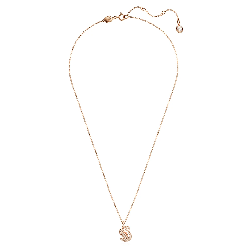 Swarovski Iconic Swan pendant, Swan, Small, White, Rose gold-tone plated by SWAROVSKI