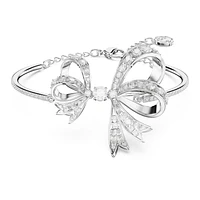 Volta bangle, Bow, White, Rhodium plated by SWAROVSKI