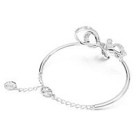 Volta bangle, Bow, White, Rhodium plated by SWAROVSKI