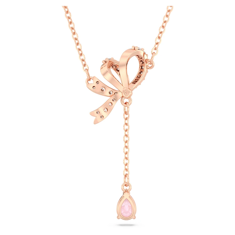 Volta Y pendant, Bow, Pink, Rose gold-tone plated by SWAROVSKI