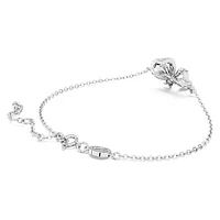 Volta bracelet, Bow, White, Rhodium plated by SWAROVSKI