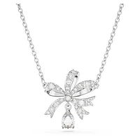 Volta necklace, Bow, Small, White, Rhodium plated by SWAROVSKI
