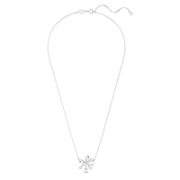 Volta necklace, Bow, Small, White, Rhodium plated by SWAROVSKI