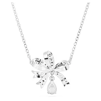 Volta necklace, Bow, Small, White, Rhodium plated by SWAROVSKI
