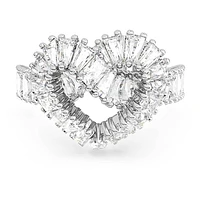 Matrix ring, Mixed cuts, Heart, White, Rhodium plated by SWAROVSKI
