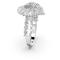 Matrix ring, Mixed cuts, Heart, White, Rhodium plated by SWAROVSKI