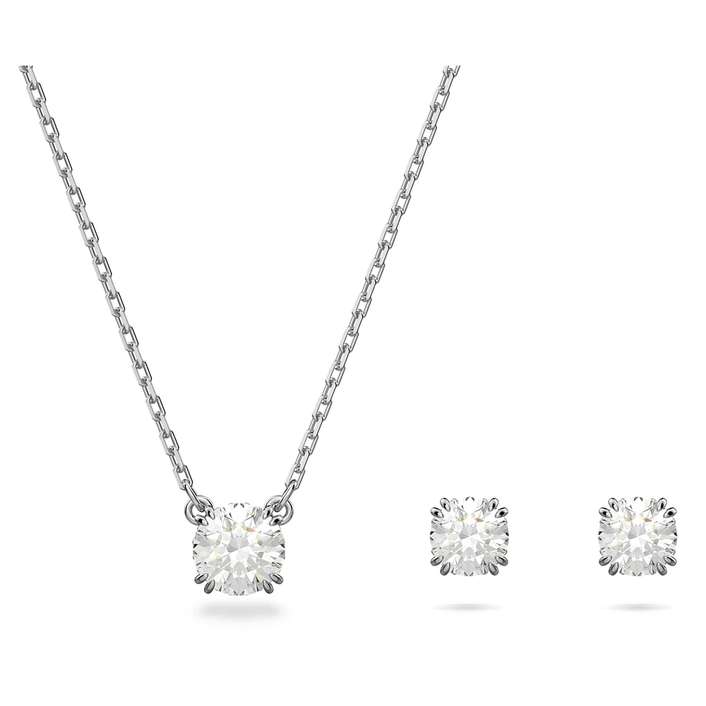 Constella set, Round cut, White, Rhodium plated by SWAROVSKI
