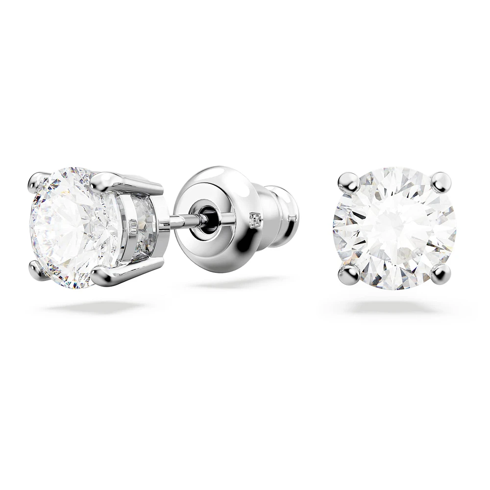 Matrix Tennis set, Round cut, White, Rhodium plated by SWAROVSKI