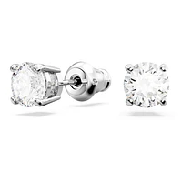 Matrix Tennis set, Round cut, White, Rhodium plated by SWAROVSKI