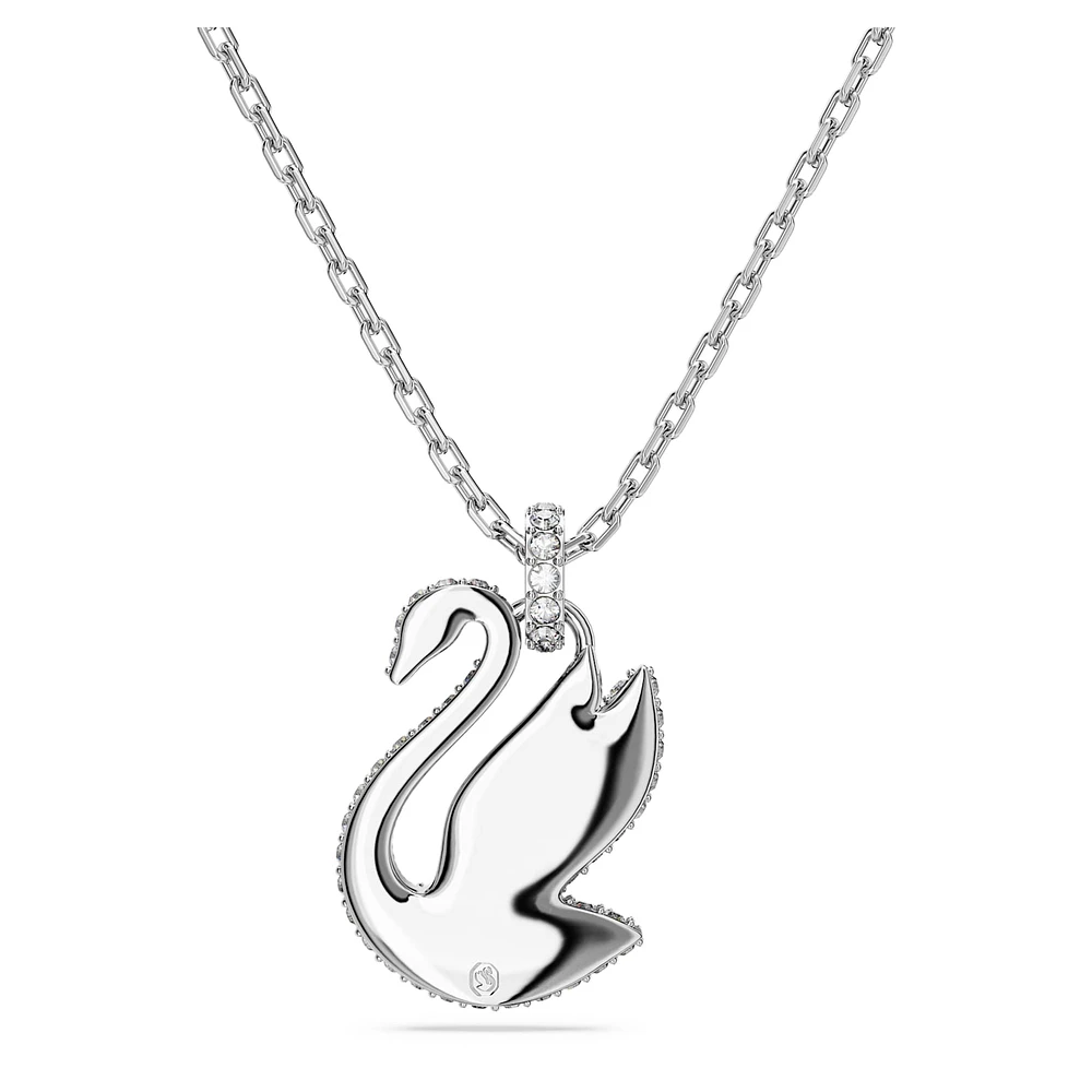 Swarovski Iconic Swan pendant, Swan, Medium, White, Rhodium plated by SWAROVSKI
