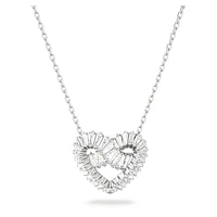 Matrix pendant, Mixed cuts, Heart, White, Rhodium plated by SWAROVSKI