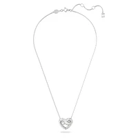 Matrix pendant, Mixed cuts, Heart, White, Rhodium plated by SWAROVSKI