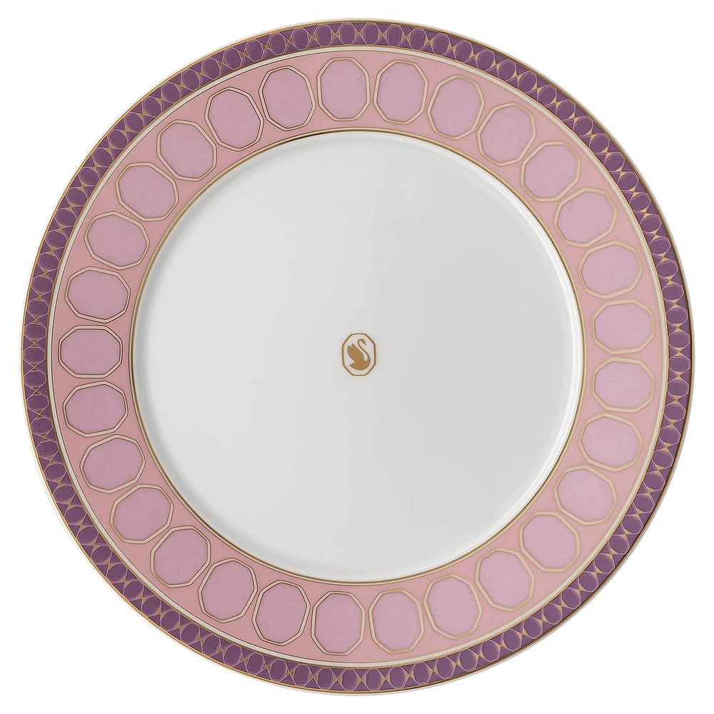 Signum dinner plate, Porcelain, Pink by SWAROVSKI