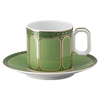 Signum espresso cup with saucer, Porcelain, Green by SWAROVSKI