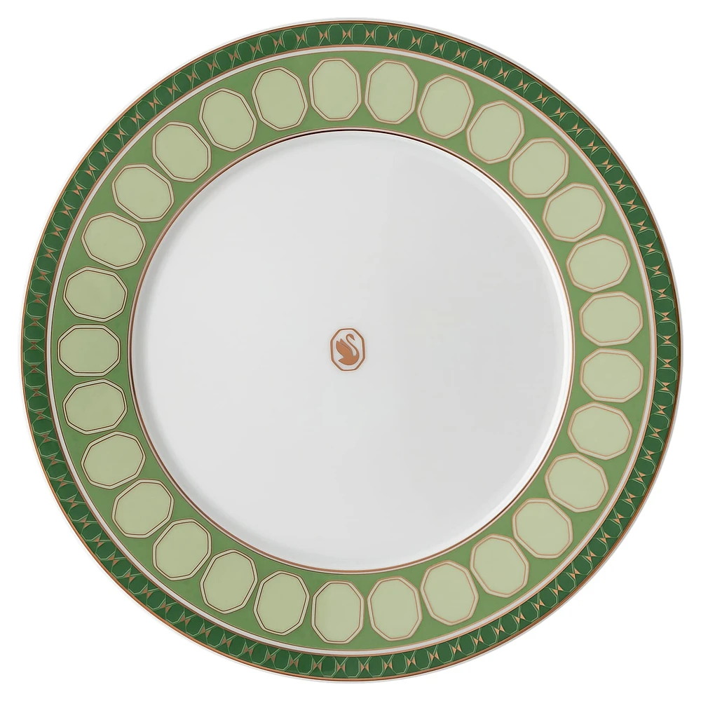 Signum dinner plate, Porcelain, Green by SWAROVSKI