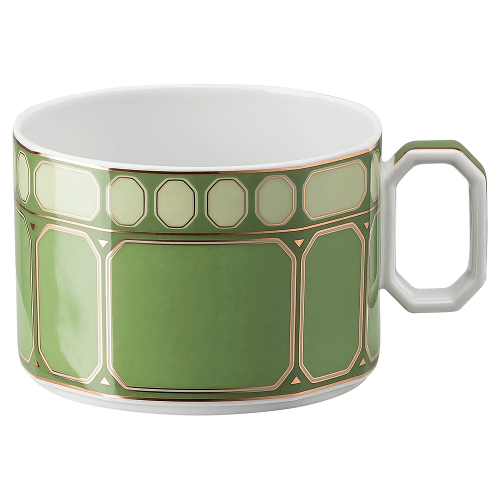 Signum teacup with saucer, Porcelain, Green by SWAROVSKI