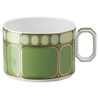 Signum teacup with saucer, Porcelain, Green by SWAROVSKI