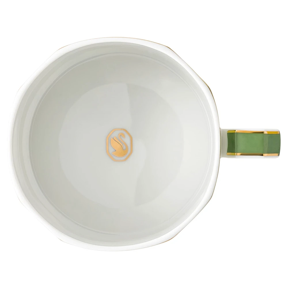 Signum teacup with saucer, Porcelain, Green by SWAROVSKI