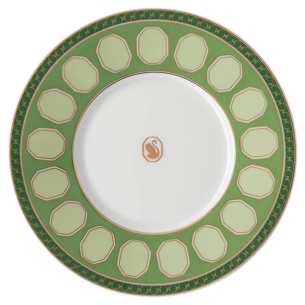 Signum teacup with saucer, Porcelain, Green by SWAROVSKI