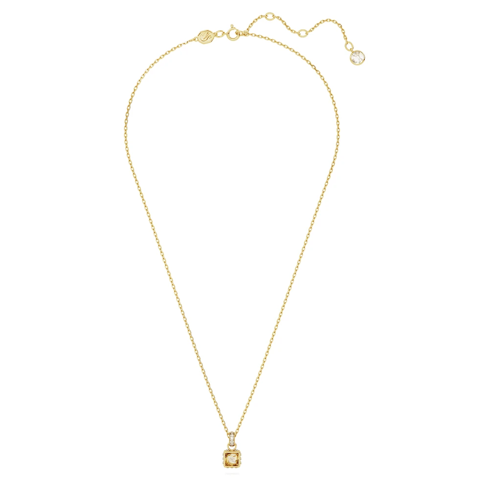 Chroma pendant, Square cut, Yellow, Gold-tone plated by SWAROVSKI