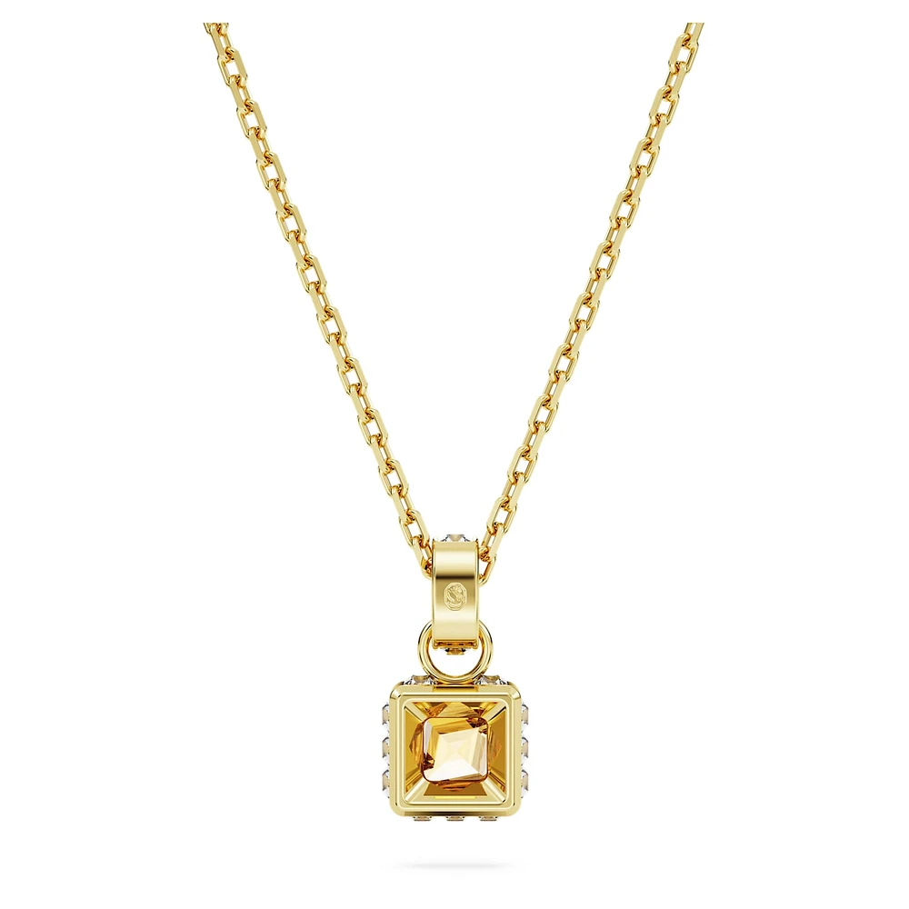 Chroma pendant, Square cut, Yellow, Gold-tone plated by SWAROVSKI