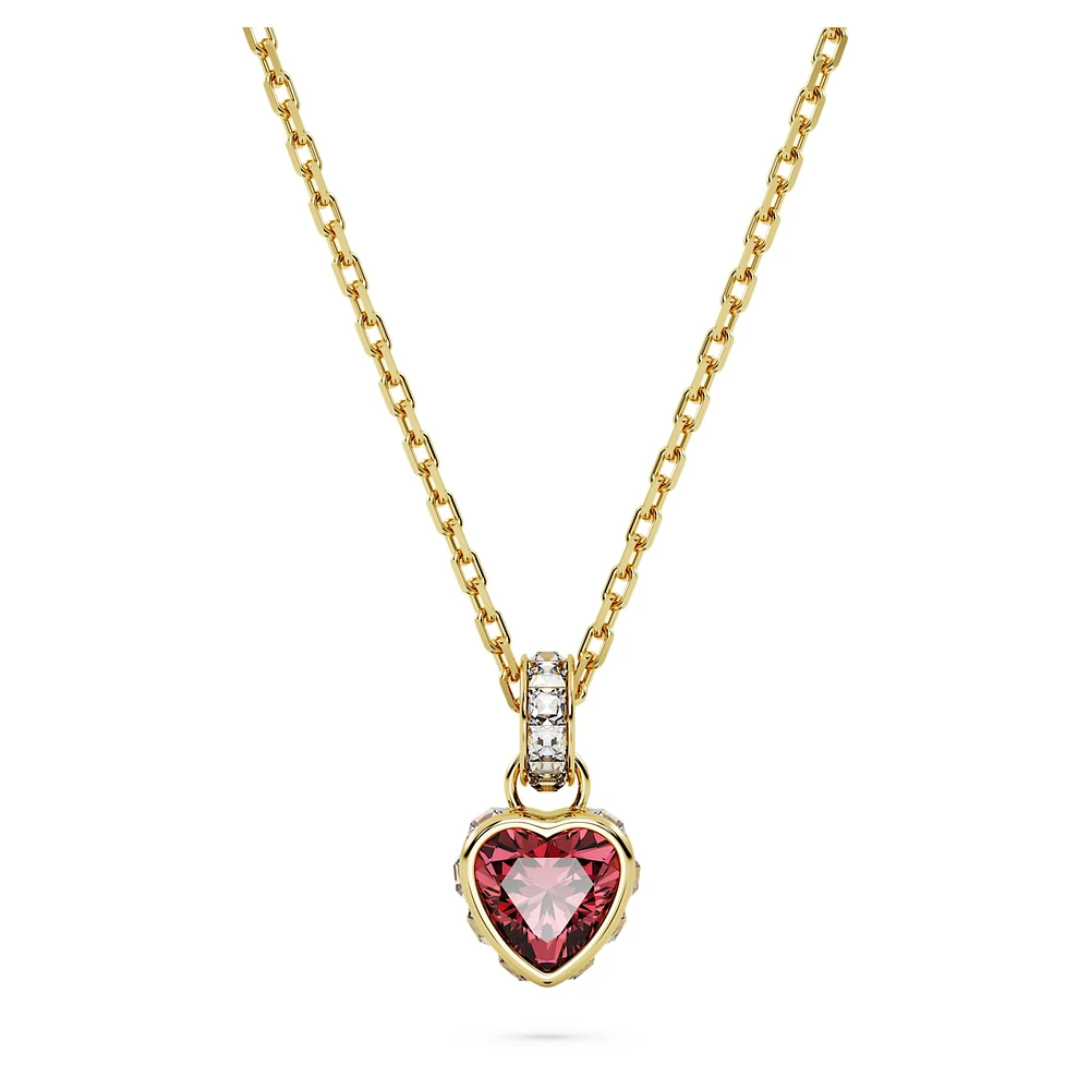 Stilla pendant, Heart, Red, Gold-tone plated by SWAROVSKI