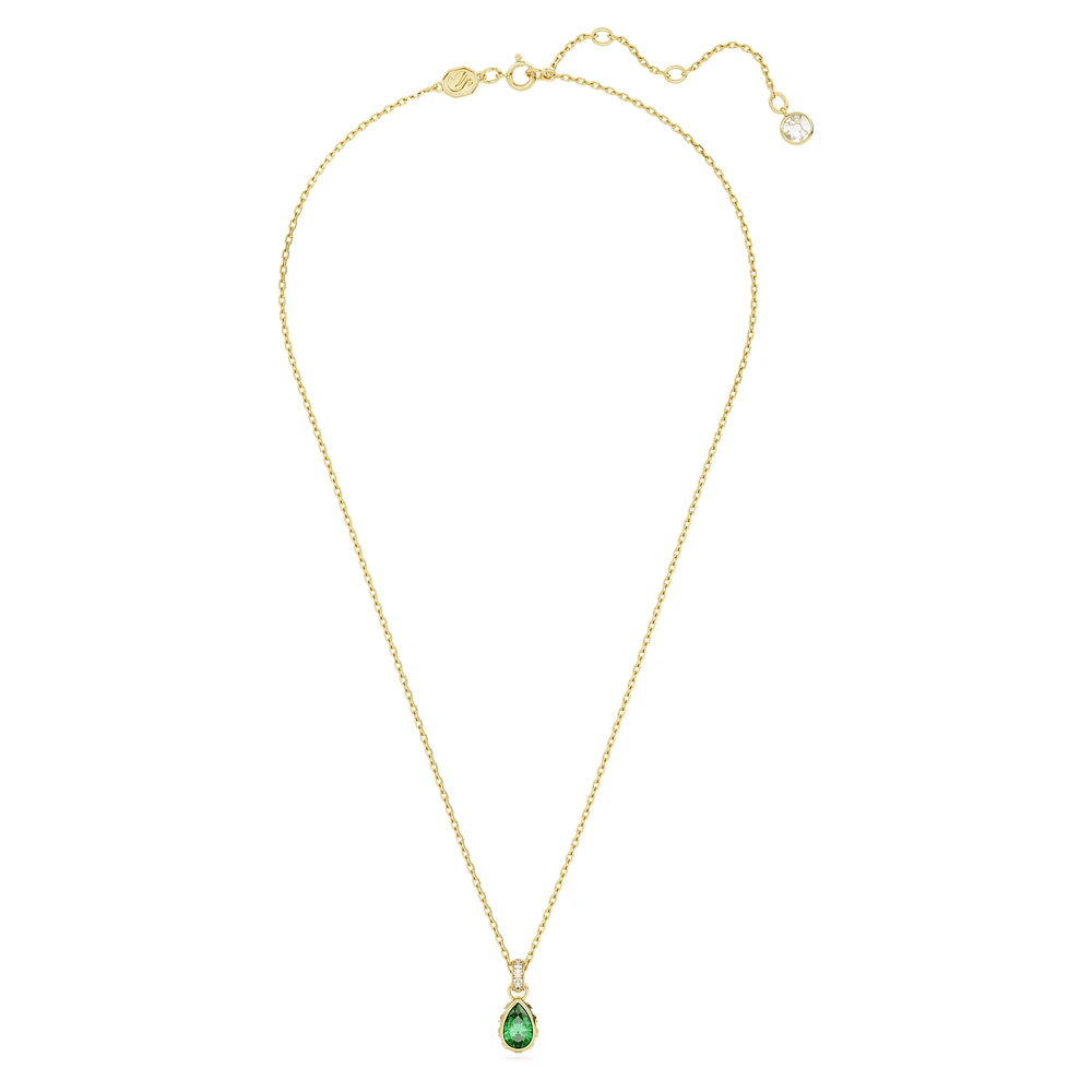 Stilla pendant, Pear cut, Green, Gold-tone plated by SWAROVSKI