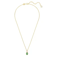 Stilla pendant, Pear cut, Green, Gold-tone plated by SWAROVSKI