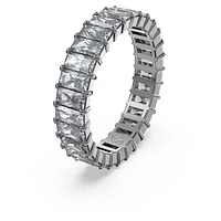 Matrix ring, Baguette cut, Gray, Ruthenium plated by SWAROVSKI