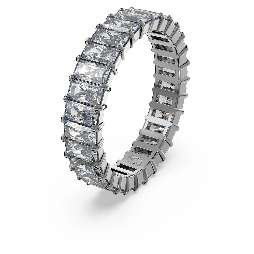 Matrix ring, Baguette cut, Grey, Ruthenium plated by SWAROVSKI