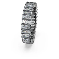 Matrix ring, Baguette cut, Gray, Ruthenium plated by SWAROVSKI