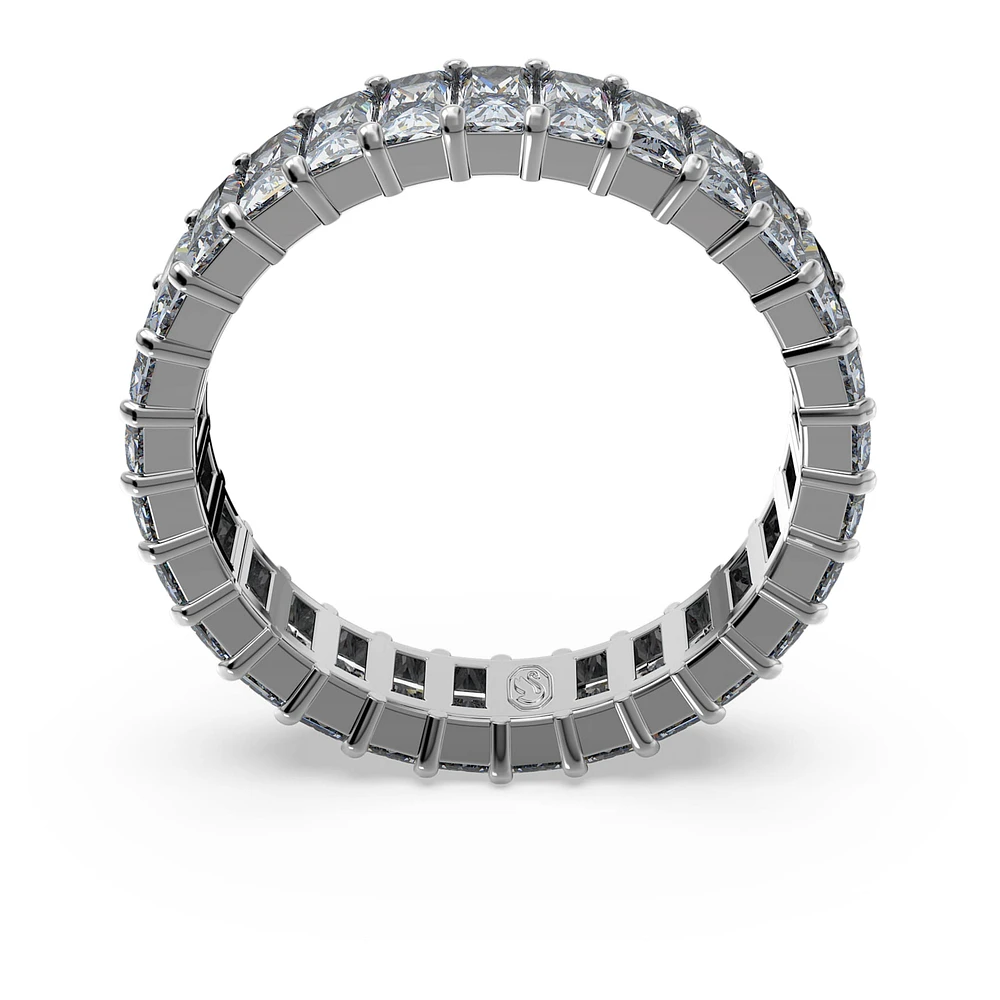 Matrix ring, Baguette cut, Grey, Ruthenium plated by SWAROVSKI