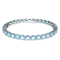 Matrix Tennis bracelet, Round cut, Blue, Rhodium plated by SWAROVSKI