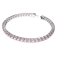 Matrix Tennis bracelet, Round cut, Pink, Rhodium plated by SWAROVSKI