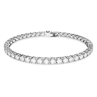 Matrix Tennis bracelet, Round cut, White, Rhodium plated by SWAROVSKI