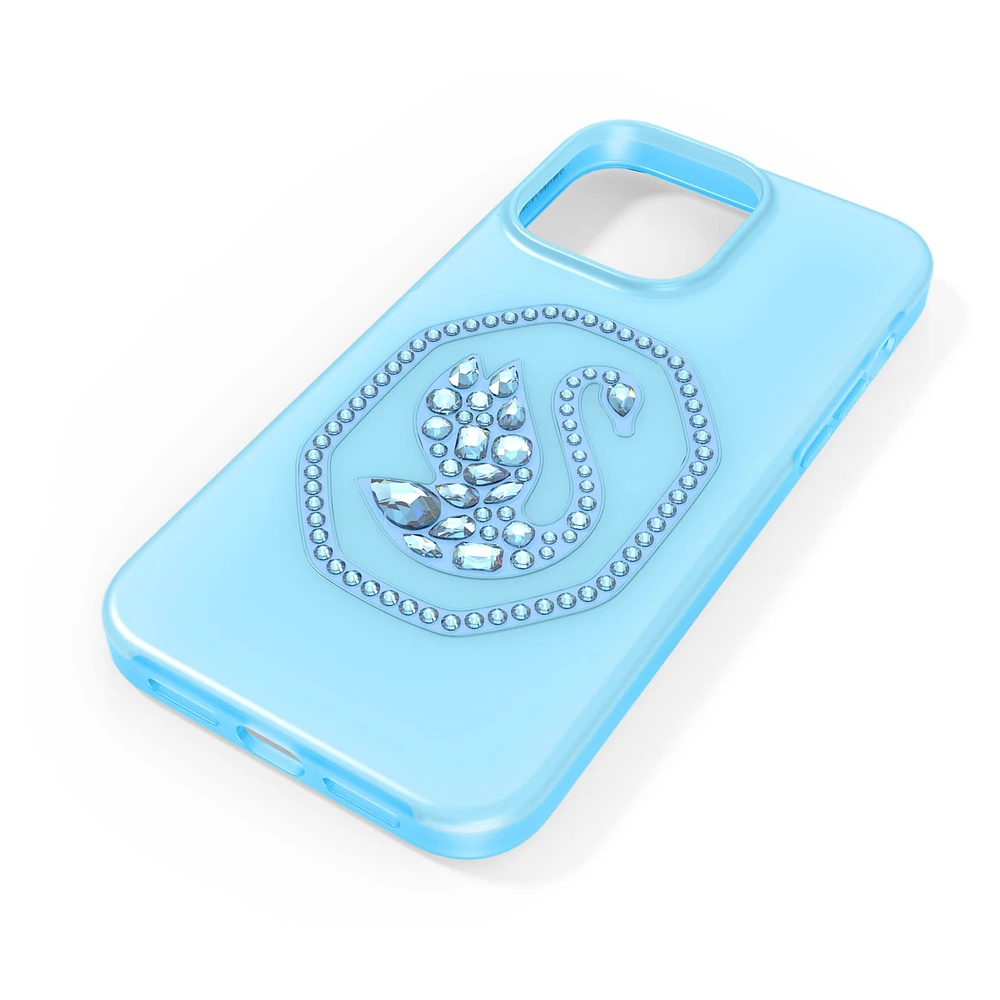 Smartphone case, Swan, iPhone® 14 Pro Max, Blue by SWAROVSKI