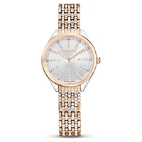 Attract watch, Swiss Made, Pavé, Crystal bracelet, Rose gold tone, Mixed metal finish by SWAROVSKI