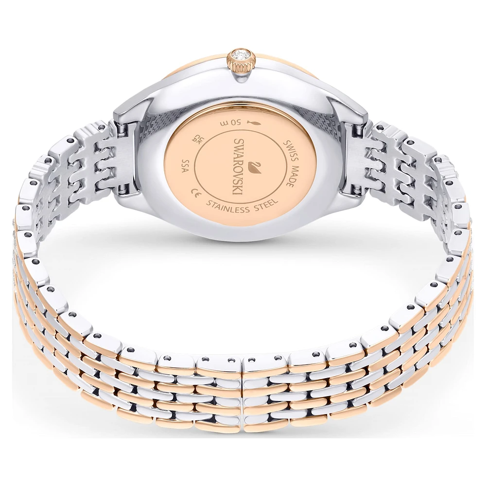 Attract watch, Swiss Made, Pavé, Crystal bracelet, Rose gold tone, Mixed metal finish by SWAROVSKI