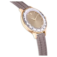 Nova watch, Swiss Made, Leather strap, Beige, Rose gold-tone finish by SWAROVSKI