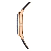 Nova watch, Swiss Made, Leather strap, Black, Rose gold-tone finish by SWAROVSKI