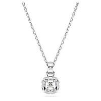 Birthstone pendant, Square cut, April, White, Rhodium plated by SWAROVSKI