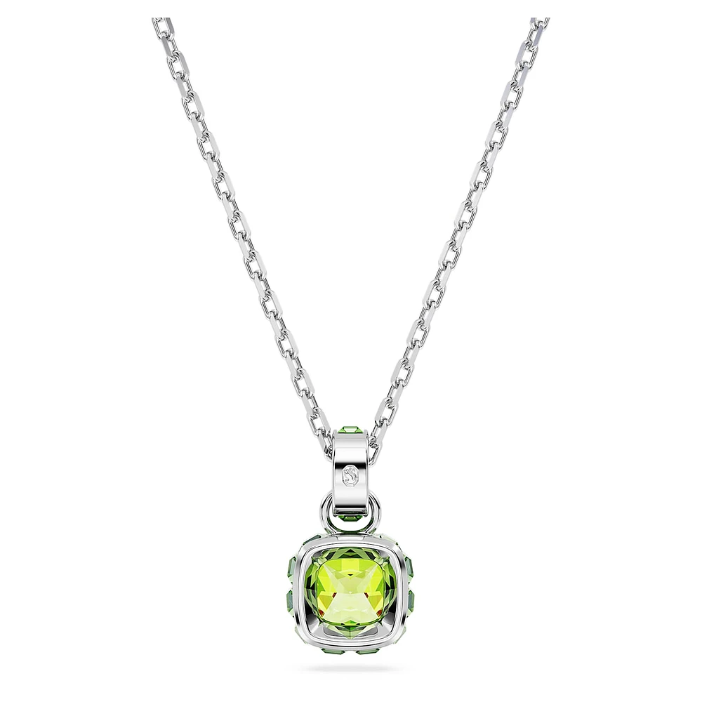 Birthstone pendant, Square cut, August, Green, Rhodium plated by SWAROVSKI