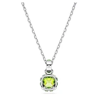 Birthstone pendant, Square cut, August, Green, Rhodium plated by SWAROVSKI