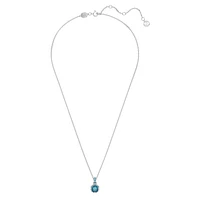 Birthstone pendant, Square cut, December, Blue, Rhodium plated by SWAROVSKI