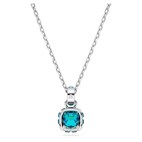 Birthstone pendant, Square cut, December, Blue, Rhodium plated by SWAROVSKI