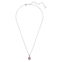 Birthstone pendant, Square cut, February, Purple, Rhodium plated by SWAROVSKI