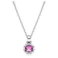 Birthstone pendant, Square cut, February, Purple, Rhodium plated by SWAROVSKI